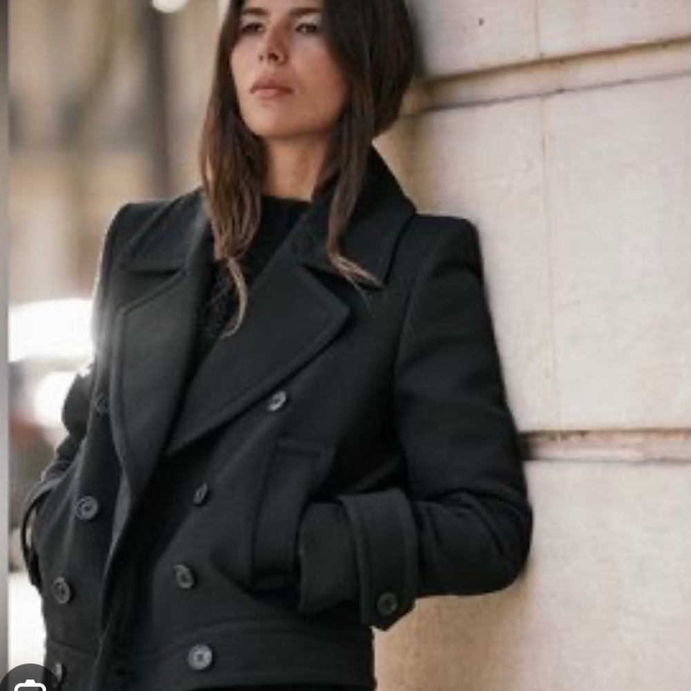 Zara Women's Classic Black Peacoat. Just wore it once!!!